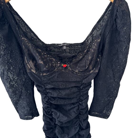 For Love & Lemons Harlow Lace Slip Mini Dress Black Size XS - Picture 7 of 12